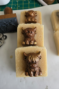 Brown Highland cow soaps with gold detailing